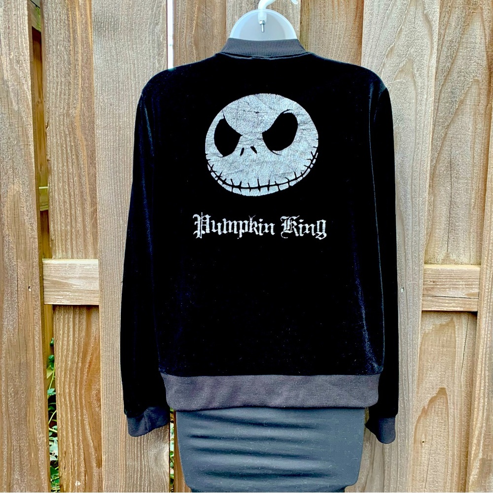 Jack Skellington Black Velour Zip Up Jacket